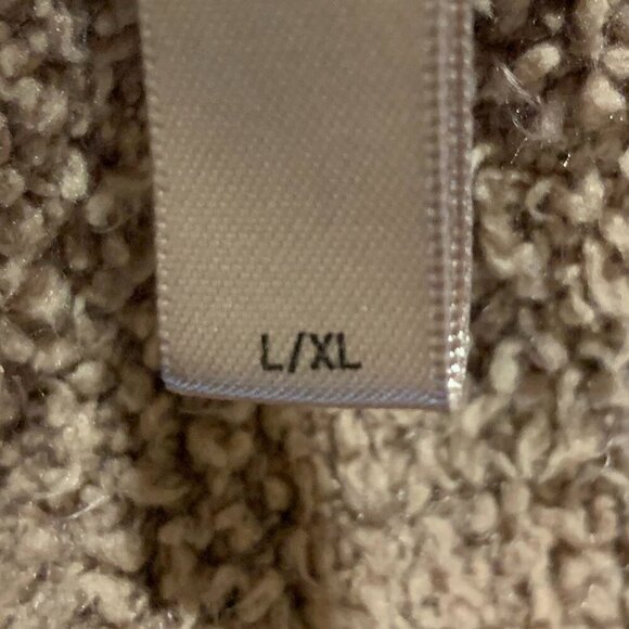 Skims Women's‎ Camel Cozy Knit Sherpa Fuzzy Pullover Snap Neck Closure Size L/XL - Picture 9 of 12